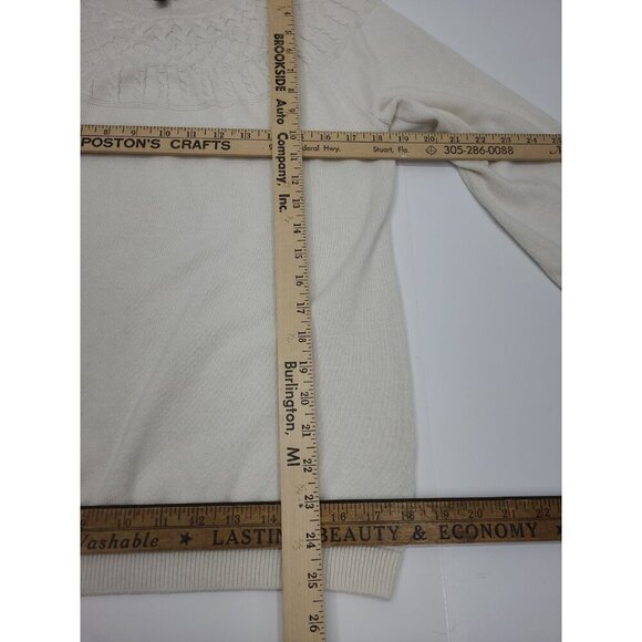 Talbots Cashmere Blend Sweater Women's Size Large White Soft Knit Pullover - Picture 3 of 6